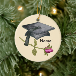 Adorno De Cerámica Gorrito de Graduación Rosa