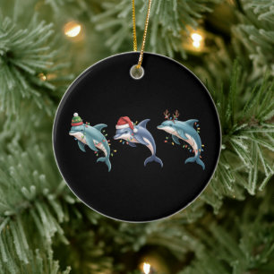 Adorno De Cerámica Gorrito de Santa de Navidad para Amantes de Delfin