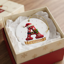 Gorro de Santa Rojo Navidad Letra A Nombre