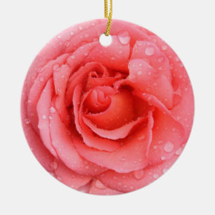 Adorno De Cerámica Gotas de agua de rosa roja romántica
