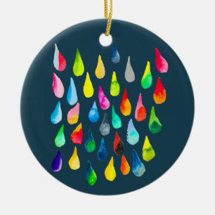 Adorno De Cerámica Gotas de lágrima acuarela colorida caprichosa
