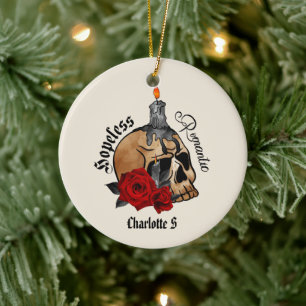 Adorno De Cerámica Gothic Skull Hopeless Romantic