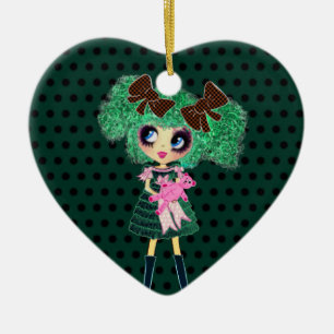 Adorno De Cerámica Gótica Lolita chica esmeralda regalos de niñas