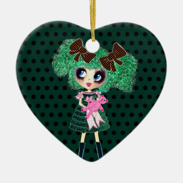 Adorno De Cerámica Gótica Lolita chica esmeralda regalos de niñas (Frente)