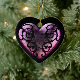 Adorno De Cerámica Gótico Filigré Corazón Rosa