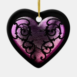 Adorno De Cerámica Gótico Filigré Corazón Rosa