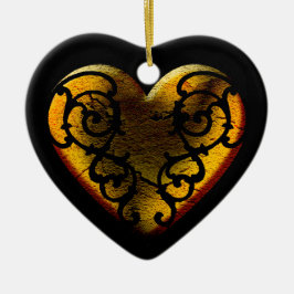 Adorno De Cerámica Gótico Filigree Gold Heart