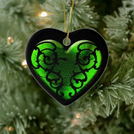 Adorno De Cerámica Gótico filigrí Corazón Verde
