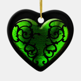 Adorno De Cerámica Gótico filigrí Corazón Verde