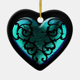 Adorno De Cerámica Gótico filigrí Ice Blue Heart