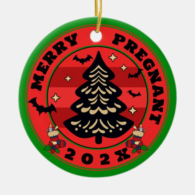 Adorno De Cerámica Gótico Merry y Navidades embarazadas (Frente)