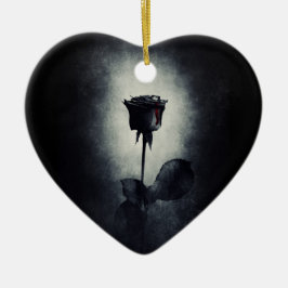 Adorno De Cerámica Gótico Rosa negro goteando sangre Boda macabro