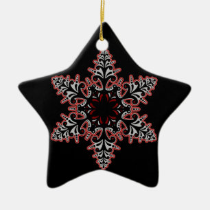 Adorno De Cerámica Gótico rosado Filigree Snowflake Navidades o Yule