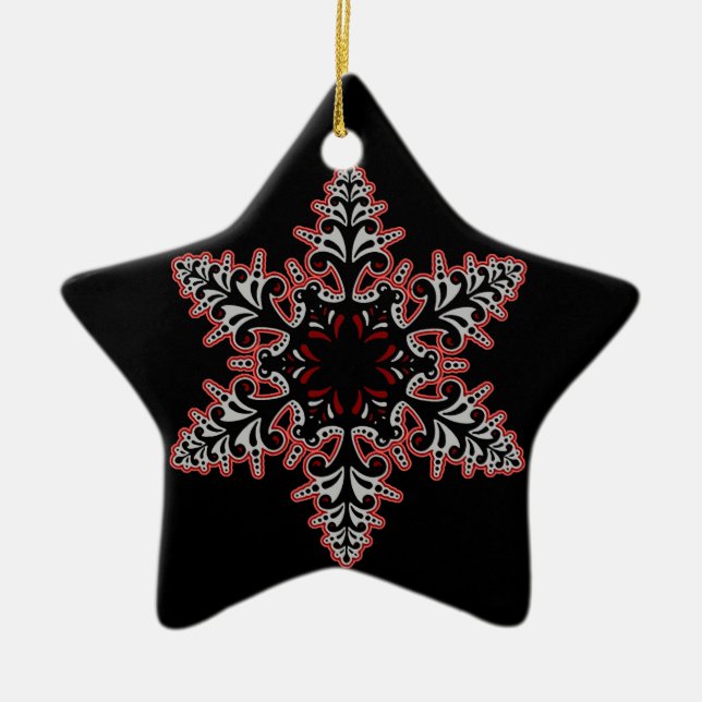 Adorno De Cerámica Gótico rosado Filigree Snowflake Navidades o Yule (Frente)