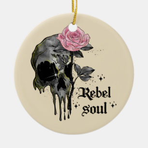 Adorno De Cerámica Gótico Skull   Rebel Soul
