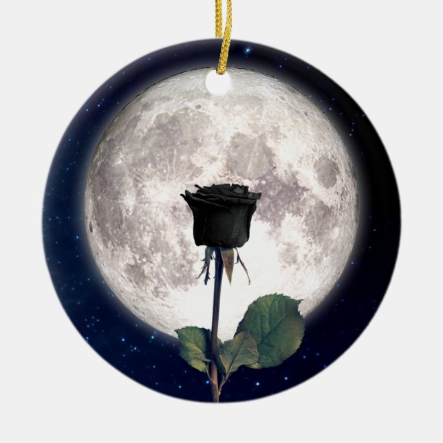 Adorno De Cerámica Gótico, Vintage, Victoriano, Rosa Negro, Oscuro (Frente)