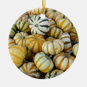 Adorno De Cerámica Gourdes de cosecha de otoño verde y naranja