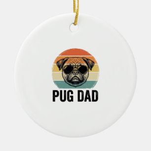 Adorno De Cerámica Grabado de papá Pug vintage diseño de amante del p
