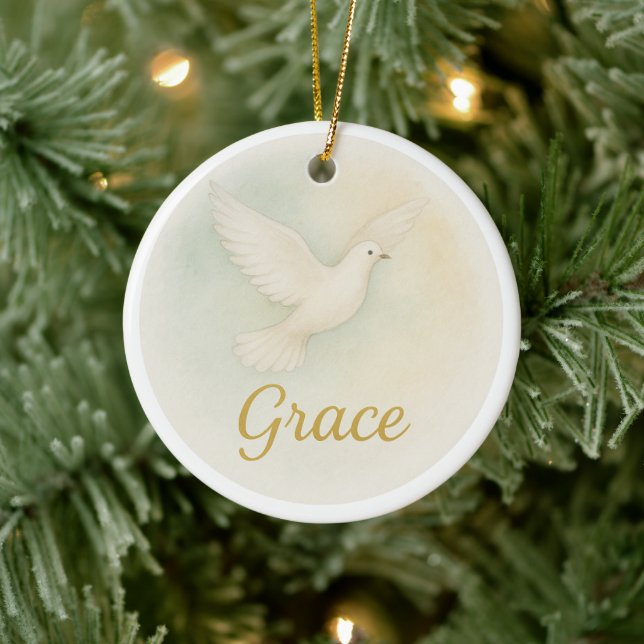 Adorno De Cerámica “Grace” Watercolor Christmas Ornament (Árbol)