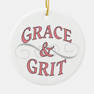 Adorno De Cerámica Grace y Grit en rosa y gris