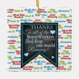 Adorno De Cerámica Gracias A Nuestros Valientes Trabajadores/Héroes