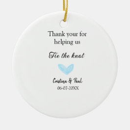 Adorno De Cerámica gracias amarra el nudo azul corazón boda rústico