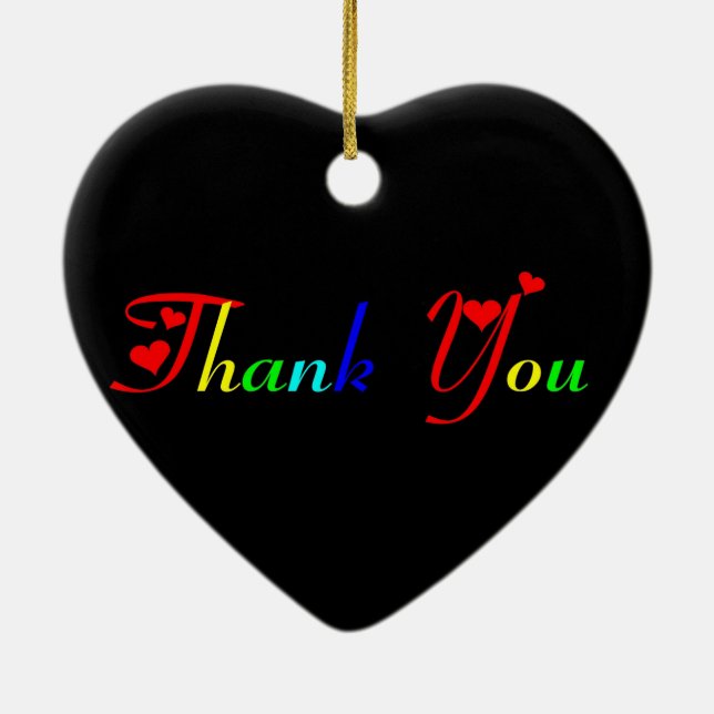 Adorno De Cerámica Gracias con los corazones rojos (Atrás)