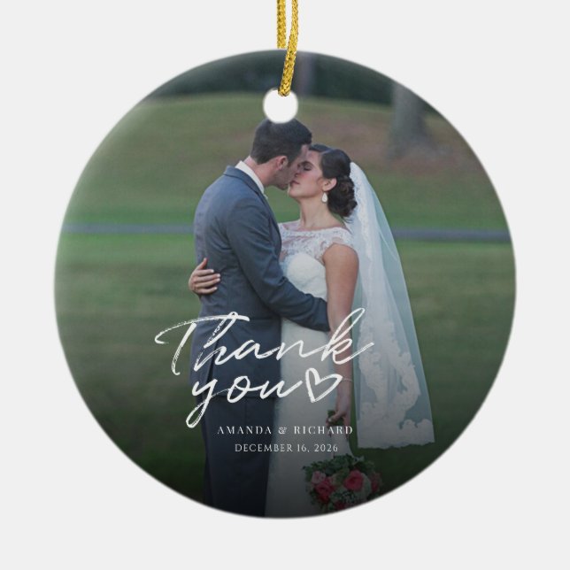 Adorno De Cerámica Gracias por la foto de boda a mano (Frente)