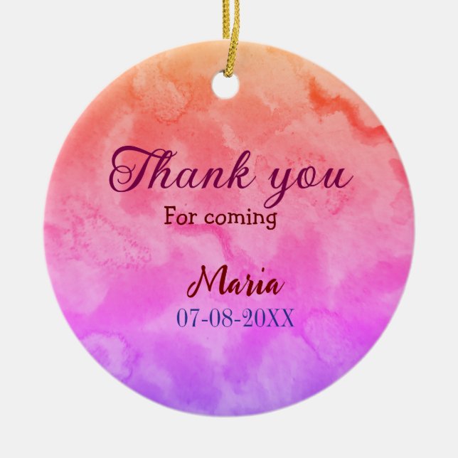 Adorno De Cerámica Gracias por la próxima fiesta de cumpleaños fecha  (Frente)