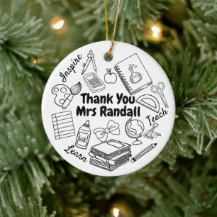 Adorno De Cerámica Gracias Profesor Doodle Ornament