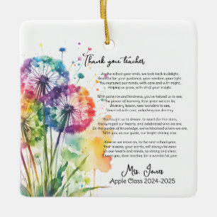 Adorno De Cerámica gracias profesora jubilada poema de dandelion
