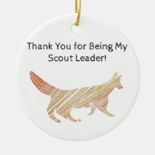 Adorno De Cerámica Gracias Scout Leader Pattern Silhouette Fox