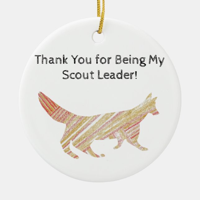 Adorno De Cerámica Gracias Scout Leader Pattern Silhouette Fox (Frente)