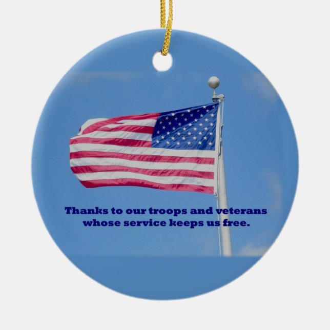 Adorno De Cerámica Gracias Tropas Bandera Americana (Frente)