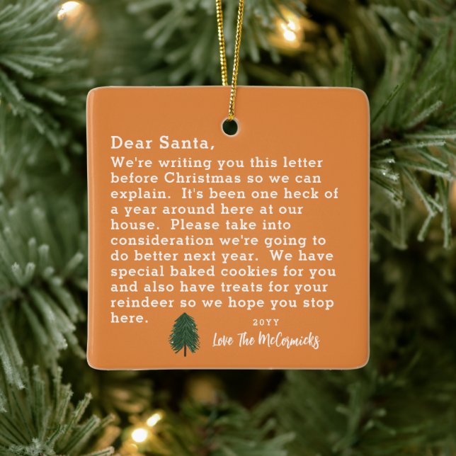 Adorno De Cerámica Graciosa Familia Santa Carta Personalizada (Árbol)