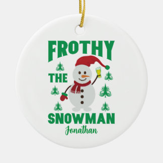 Adorno De Cerámica Graciosa Frothy, el hombre de nieve personalizado