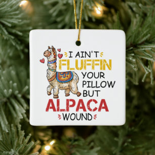 Adorno De Cerámica Graciosa herida de Alpaca Llama Enfermeras Regalos