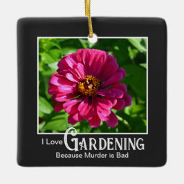 Adorno De Cerámica Graciosa jardinería diciendo zinnia floral rosa