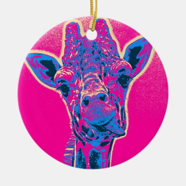 Adorno De Cerámica Graciosa jirafa sacando su lengua (Frente)