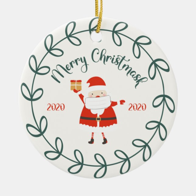 Adorno De Cerámica graciosa máscara de cristianismo, Cuarentena 2020 (Frente)