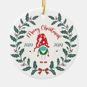 Adorno De Cerámica graciosa máscara de Navidad, Cuarentena 2020