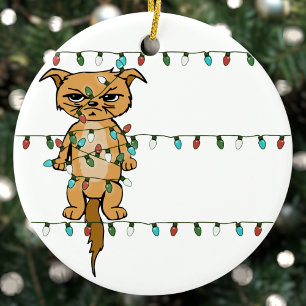 Adorno De Cerámica Gracioso árbol de navidad de gatos mal engreído