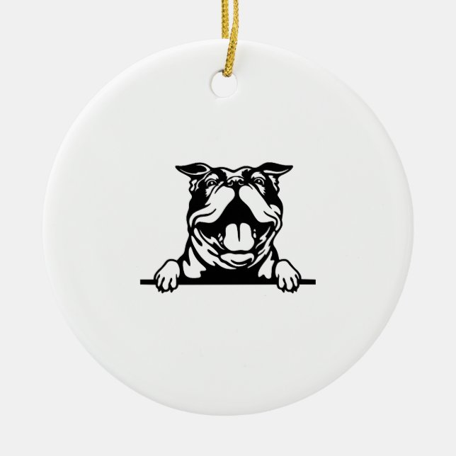 Adorno De Cerámica Gracioso Bulldog feliz (Frente)