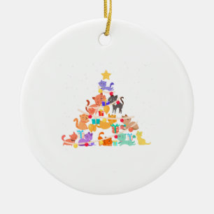 Adorno De Cerámica Gracioso Cat Árbol de Navidad Cute Gatos Regalos H
