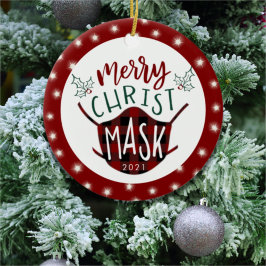 Adorno De Cerámica Gracioso COVID MERRY ChristMASK Búfalo Check
