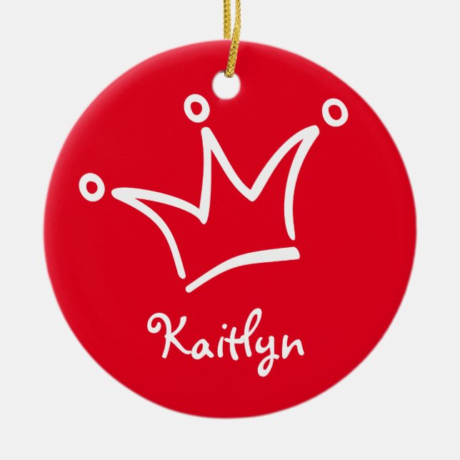 Adorno De Cerámica Gracioso Crown white + tu trasero. y texto (Frente)