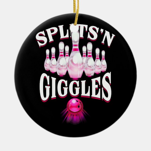 Adorno De Cerámica Gracioso desliza a un equipo de bolos de Giggles (Frente)