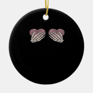 Adorno De Cerámica Gracioso Día de San Valentín Skeleton Manos Corazo