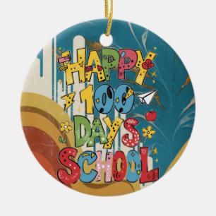 Adorno De Cerámica Gracioso Feliz 100° Día de la Escuela