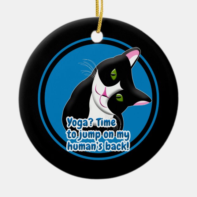 Adorno De Cerámica Gracioso gato de yoga (Frente)